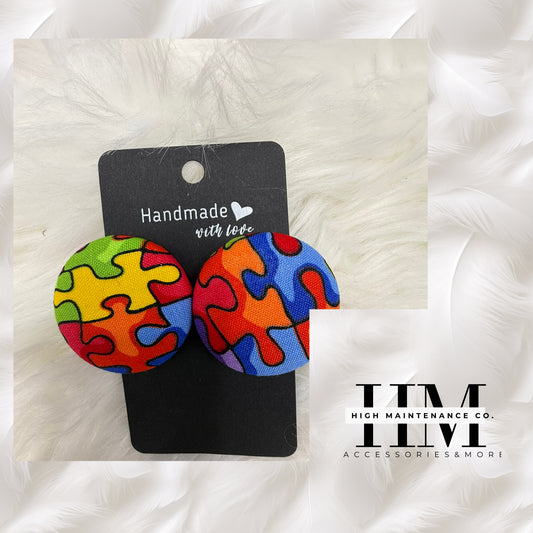 Cotton Fabric Button Earrings – Bold, Modest, Fashionable & Faith-Filled