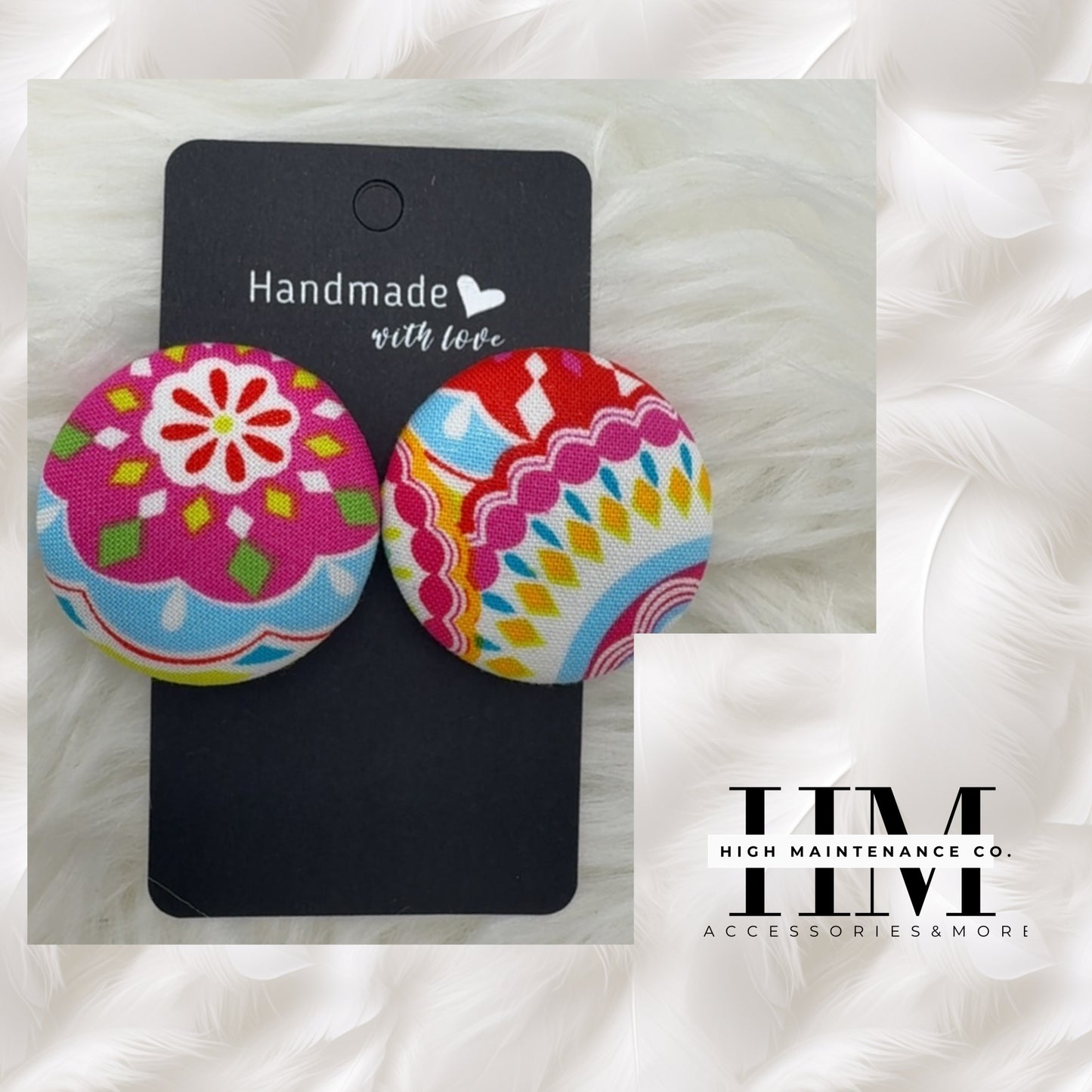 Cotton Fabric Button Earrings – Bold, Modest, Fashionable & Faith-Filled