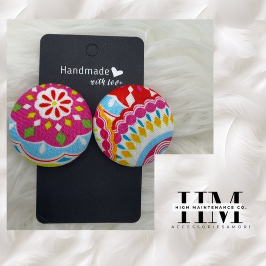 Cotton Fabric Button Earrings – Bold, Modest, Fashionable & Faith-Filled